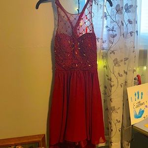 red homecoming high-low dress